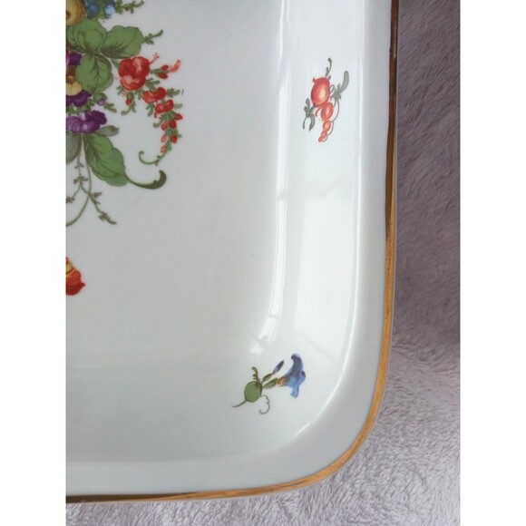 Antique Epiag Czech Serving Dish Gold Gilt Floral Flowers Square 8.5 inch - Picture 10 of 16
